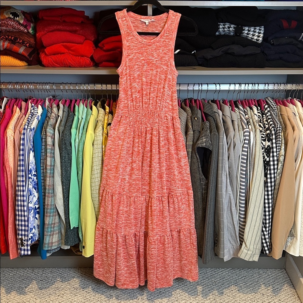 Lou & Grey red/white heathered sleeveless elastic waistband maxi dress size XS